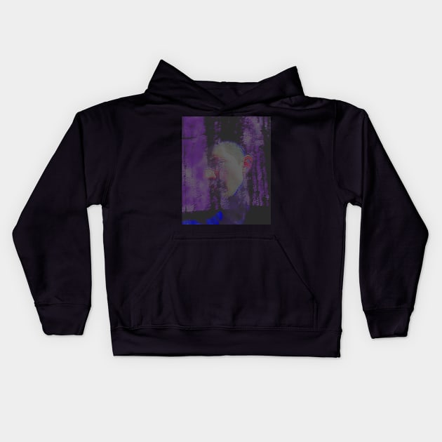 Portrait, digital collage and special processing. Masterpiece. Man looking to car window, reflection. Dim. To exist. Kids Hoodie by 234TeeUser234